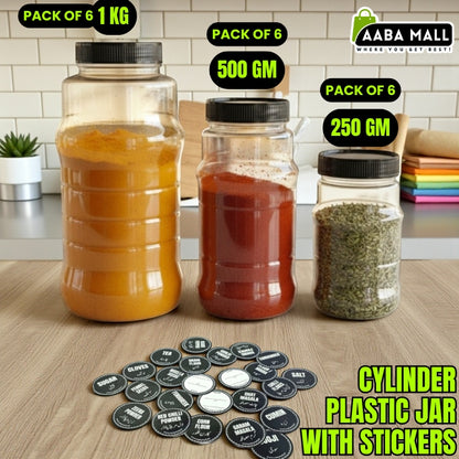 Cylinder Plastic Jar Set – Premium Airtight Food Storage Containers (1KG), (500GM), (250GM)