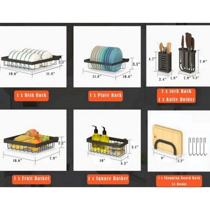Dish Drying Rack Over Sink Kitchen Storage Shelf Countertop Space Saver Display Stand Tableware Drainer Organizer Utensils Holder- LARGE