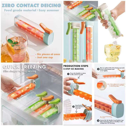 Press Type Ice Cube Tray 6 Cubes Easy Demold Reusable Ice Maker Mold for Cocktails Juices Soft Drinks and Cold Beverages