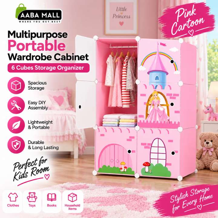 DIY Multipurpose Portable Wardrobe Cabinet – 6 Cubes Clothes Storage Organizer Almirah for Bedroom, Living Room & Office