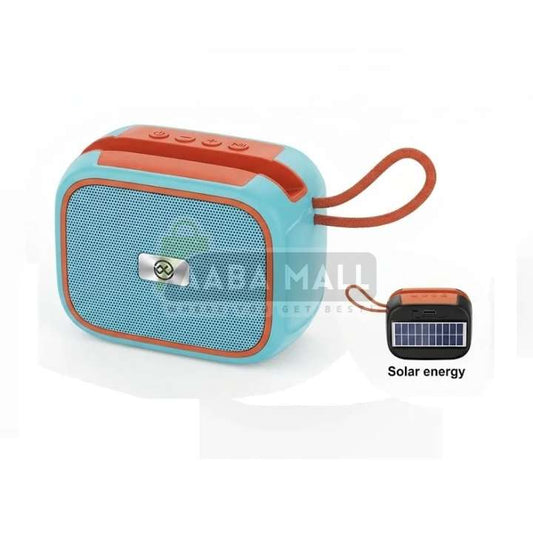 Portable speaker with solar panel on a white background
