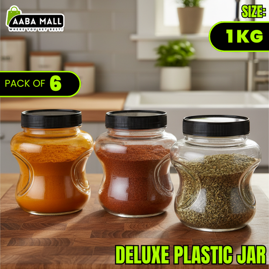 deluxe jar, 1kg jar, plastic container, airtight jar, food storage jar, kitchen organizer, BPA free jar, transparent jar, snack jar
