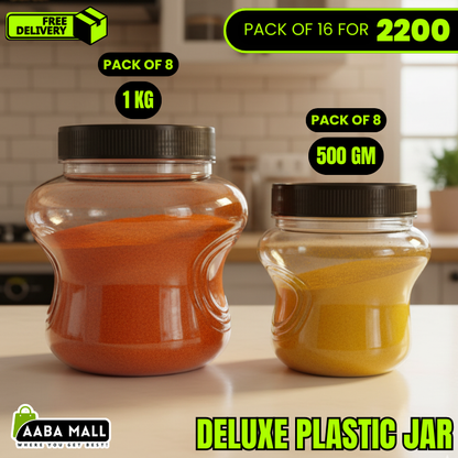 deluxe plastic jar set, airtight container set, food storage jars, kitchen storage containers, airtight plastic jars, pantry organizer, plastic jars, deluxe jar set