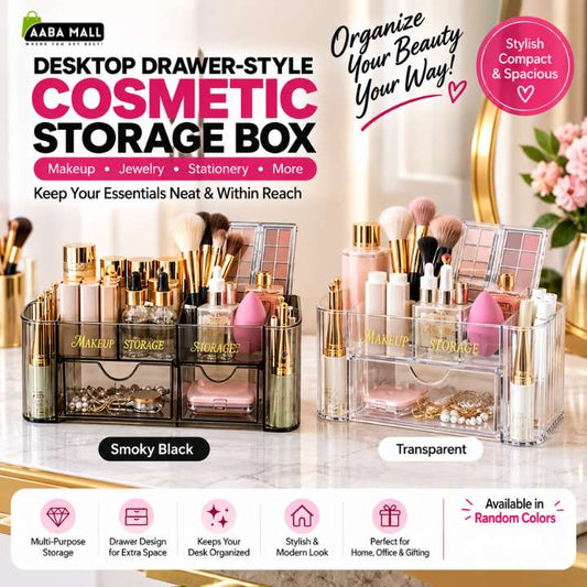 Desktop Drawer-Style Cosmetic Storage Box | Transparent Plastic Organizer for Jewelry, Makeup & Stationery