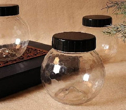 12 pcs diamond design small storage jars, 62mm mouth PET plastic containers with red and white caps for spices, masalas, and dry fruits