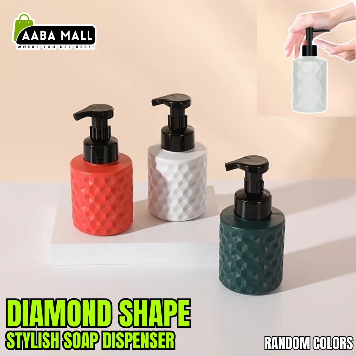 Diamond Shape Soap Dispenser | Stylish Liquid Soap Pump Bottle | Refillable Bathroom & Kitchen Hand Wash Dispenser - AABA MALL
