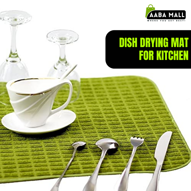 Embossed Ultra Absorbent Microfiber Dish Drying Mat | Quick-Dry & Soft Kitchen Counter Mat - AABA MALL