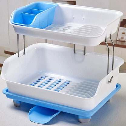 Kitchen countertop dish rack with drainage system