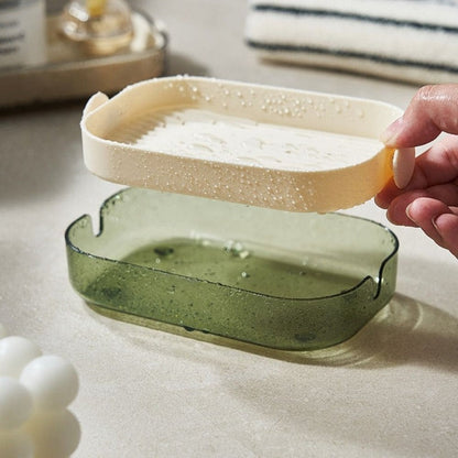 Double layer water draining soap holder dish