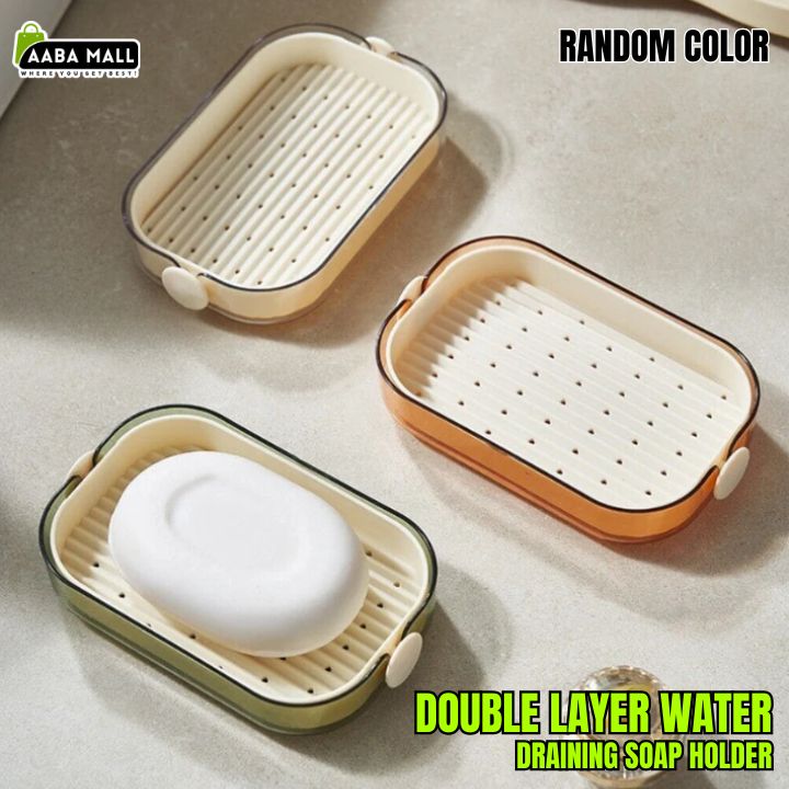 Double layer water draining soap holder dish