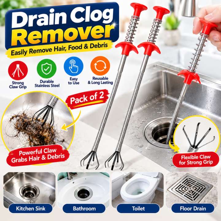Drain Clog Remover Multifunctional Cleaning Claw | Sink Drain Hair Remover Tool | Kitchen, Bathroom & Toilet Drain Cleaning Tool