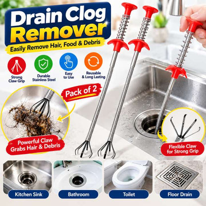 Drain Clog Remover Multifunctional Cleaning Claw | Sink Drain Hair Remover Tool | Kitchen, Bathroom & Toilet Drain Cleaning Tool