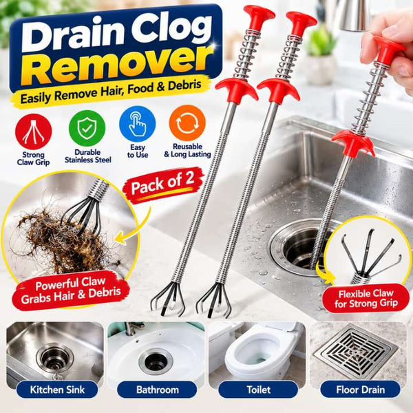 Drain Clog Remover Multifunctional Cleaning Claw | Sink Drain Hair Remover Tool | Kitchen, Bathroom & Toilet Drain Cleaning Tool