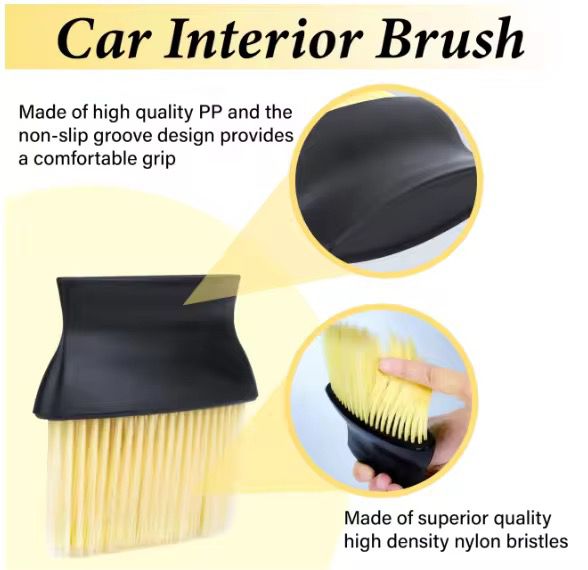 Dual-Head Car Interior Cleaning Brush – Soft & Hard Bristles | Car Detailing Tool