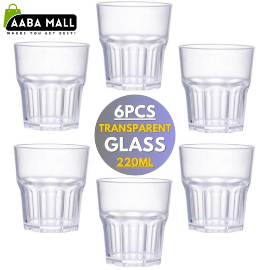 (Pack of 6) - 220ML Transparent Vintage Design Water Glass