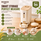 ECOCO Quantitative Rice Bucket – Anti‑Moisture Rice Container, Large Capacity Rice Storage & Dispenser for Kitchen Organization
