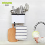 ECOCO Creative Wall-Mounted Multi-Purpose Storage Shelf Rack ? Mop & Knife Holder for Kitchen Supplies
