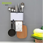 ECOCO Creative Wall-Mounted Multi-Purpose Storage Shelf Rack ? Mop & Knife Holder for Kitchen Supplies