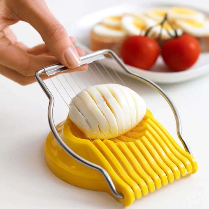 Multi-Function Egg Slicer Cutter with Stainless Steel Wires - Boiled Egg Slicer, Fruit Slicer, Mushroom Cutter, Kitchen Food Chopper Tool