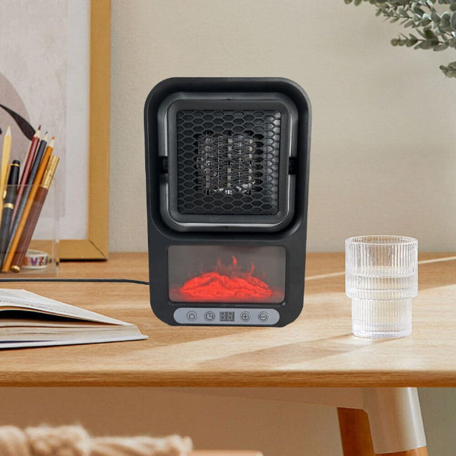 Electric fan heater with remote control and 2-speed setting, portable spot heater for office desk and indoor room use