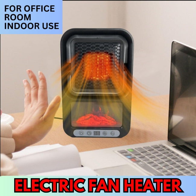 Electric fan heater with remote control and 2-speed setting, portable spot heater for office desk and indoor room use