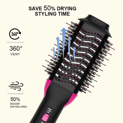 electric one step hot air styling brush curling straightening tool