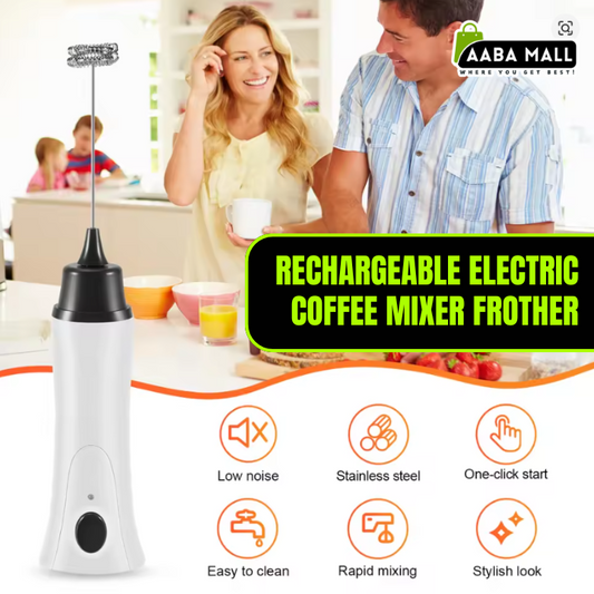 Rechargeable Electric Coffee Mixer Frother – Automatic Milk Foamer, Cream Whisk, Egg Beater & Cooking Stirrer with Cover