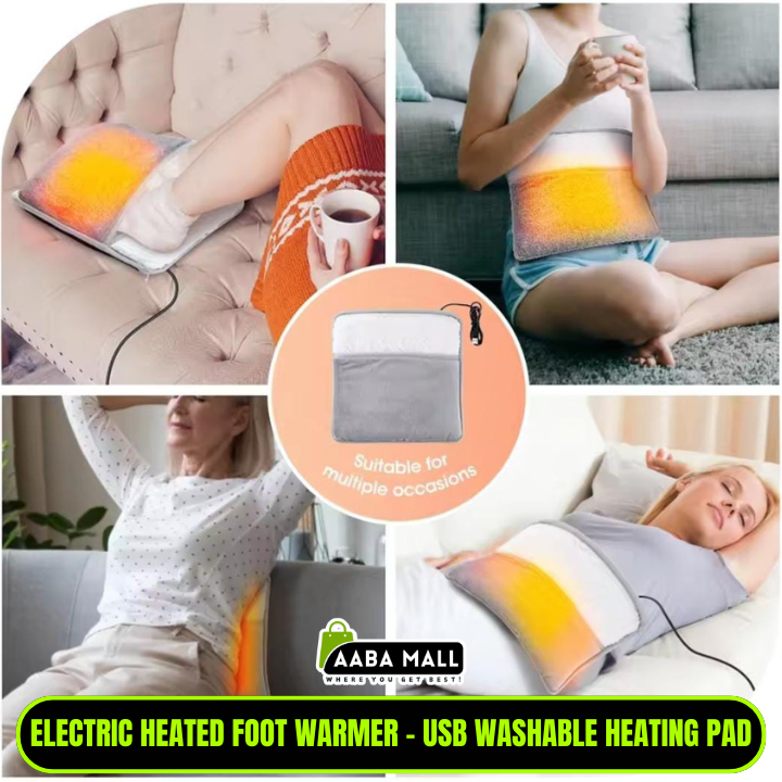 Electric Heated Foot Warmer – USB Washable Heating Pad | Portable Foot Heater for Home, Office, Travel & Outdoor Use - AABA MALL