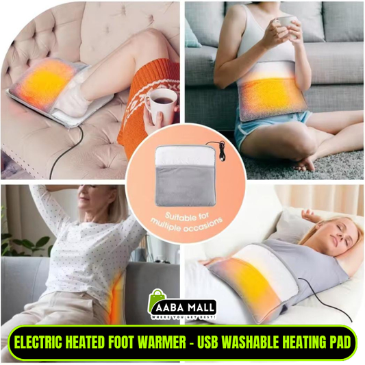 Electric Heated Foot Warmer – USB Washable Heating Pad | Portable Foot Heater for Home, Office, Travel & Outdoor Use - AABA MALL