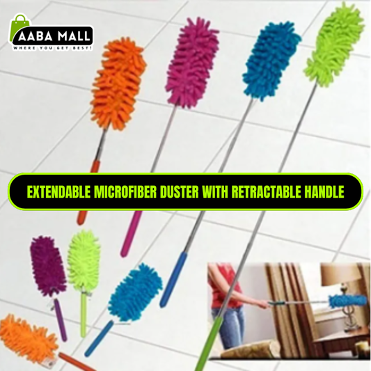 Microfiber Cleaning Duster – Adjustable & Extendable Dust Cleaner with Retractable Handle | Detachable, Washable Duster for Car, Home, Furniture & Office Cleaning