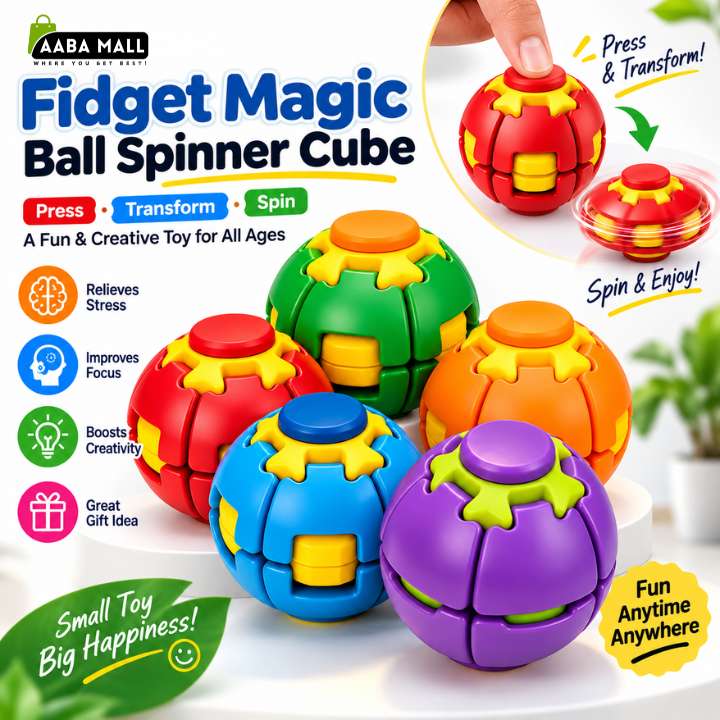Fidget Magic Ball Spinner Cube Toy – 3D Rotating Gyro Puzzle for Stress Relief