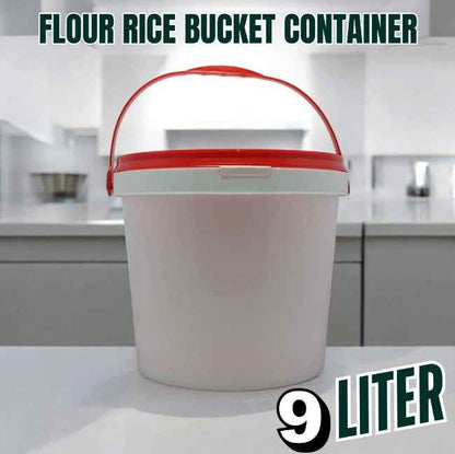 9-Liter Airtight Flour & Rice Storage Bucket – Food-Grade Dry Goods Container with Scoop