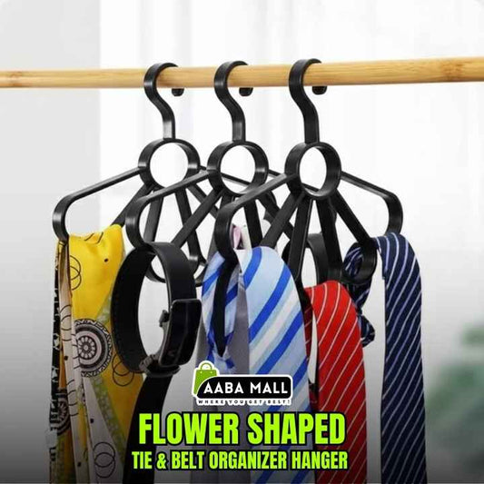 Flower shaped tie and belt organizer hanger