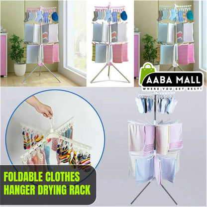 3-Tier Multifunctional Foldable Clothes Drying Rack & Hanger