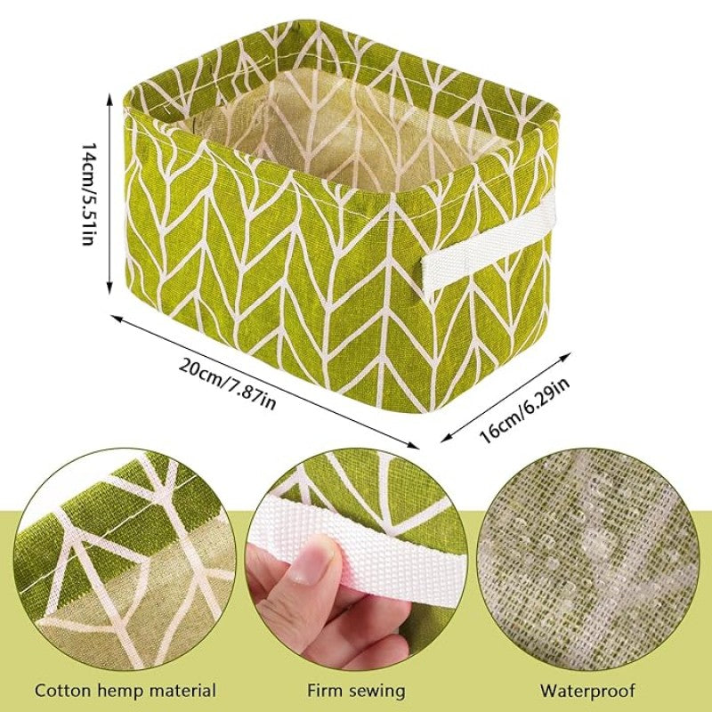 2 Pc Desk Storage Box Geometry Pattern – Foldable Cotton Linen Organizer Basket