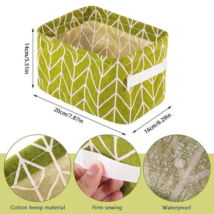 2 Pc Desk Storage Box Geometry Pattern – Foldable Cotton Linen Organizer Basket