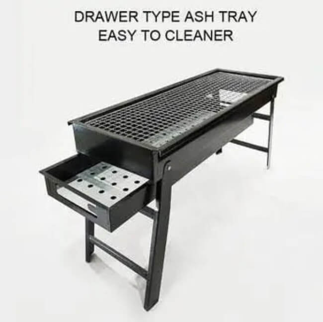 Foldable Portable BBQ Grill 23.6 Inch | Heavy‑Duty Barbecue Angeethi with Drawer Ashtray – Outdoor & Indoor Cooking