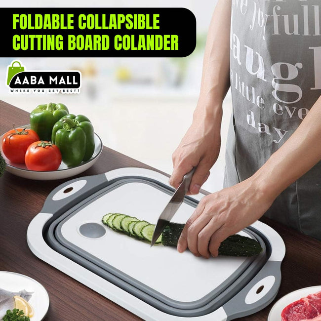 3-in-1 folding collapsible cutting board and washing drain sink storage basket for kitchen food prep
