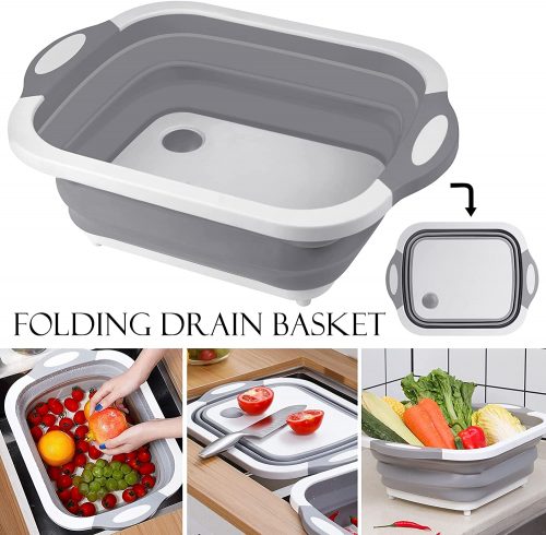 3 in 1 Multifunction Folding Cutting Board and Fruit Vegetables Washing Drain Basket - AABA MALL