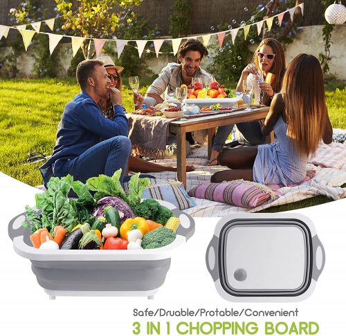 3 in 1 Multifunction Folding Cutting Board and Fruit Vegetables Washing Drain Basket - AABA MALL