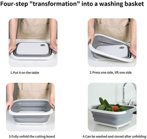 3 in 1 Multifunction Folding Cutting Board and Fruit Vegetables Washing Drain Basket - AABA MALL