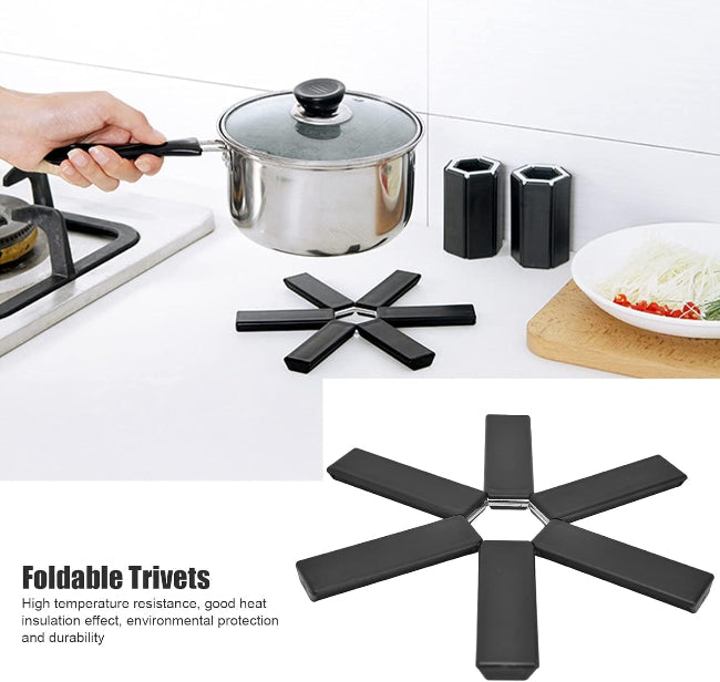 Foldable trivet heat insulation pad, space-saving non-slip hot pot mat for kitchen counter and dining table protection