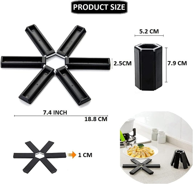 Foldable trivet heat insulation pad, space-saving non-slip hot pot mat for kitchen counter and dining table protection