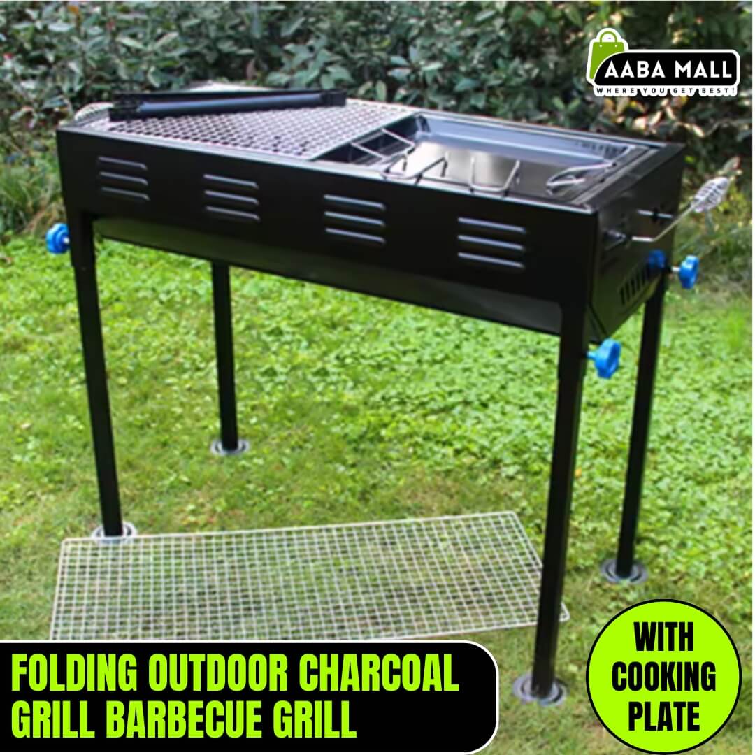 Portable BBQ / Bar B Q Grill with Cooking Plate | Outdoor Picnic & Camping Charcoal Grill