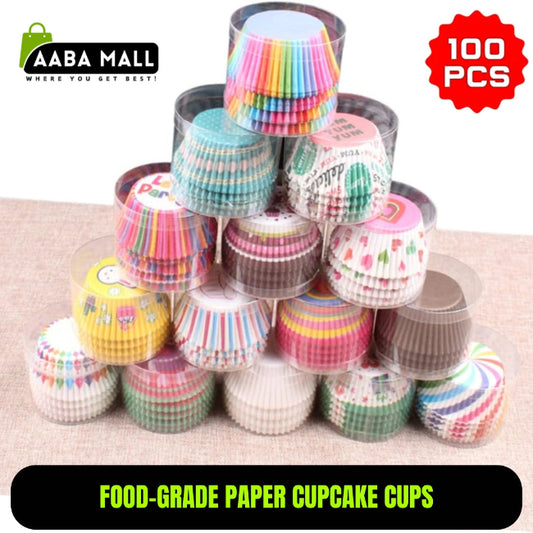 100 pieces food-grade paper cupcake liners in a rainbow color assortment, disposable baking cups for muffins and party treats