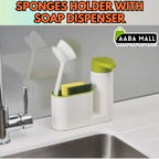 2 In 1 Set Kitchen Bathroom Sink Organizer Sink Tidy Set Brush Sponge Organiser - AABA MALL