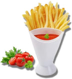 2-in-1 French fry cone holder with dipping cup for ketchup or sauce, reusable plastic snack organizer for chips and chicken nuggets