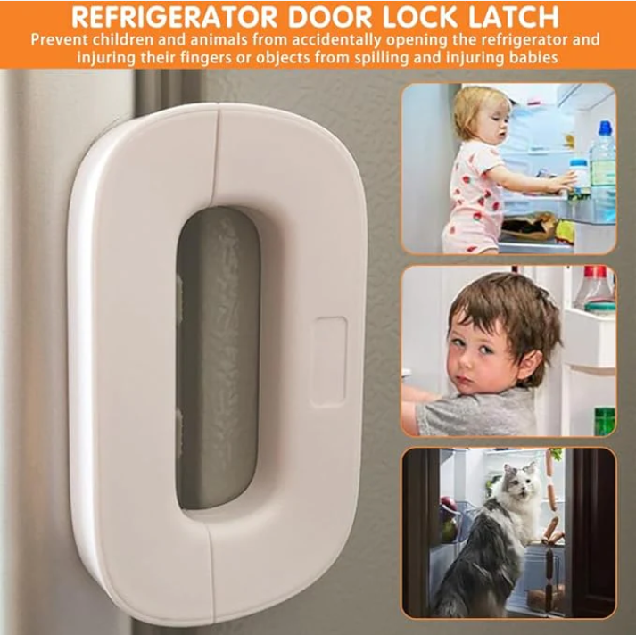 Baby proof refrigerator lock with no drilling
