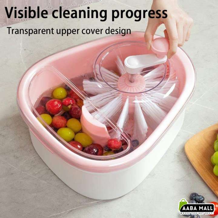 Fruit Vegetable Cleaner Spin Scrubber Brush | Portable Food Washer with Self‑Draining System | Kitchen Hygiene Tool