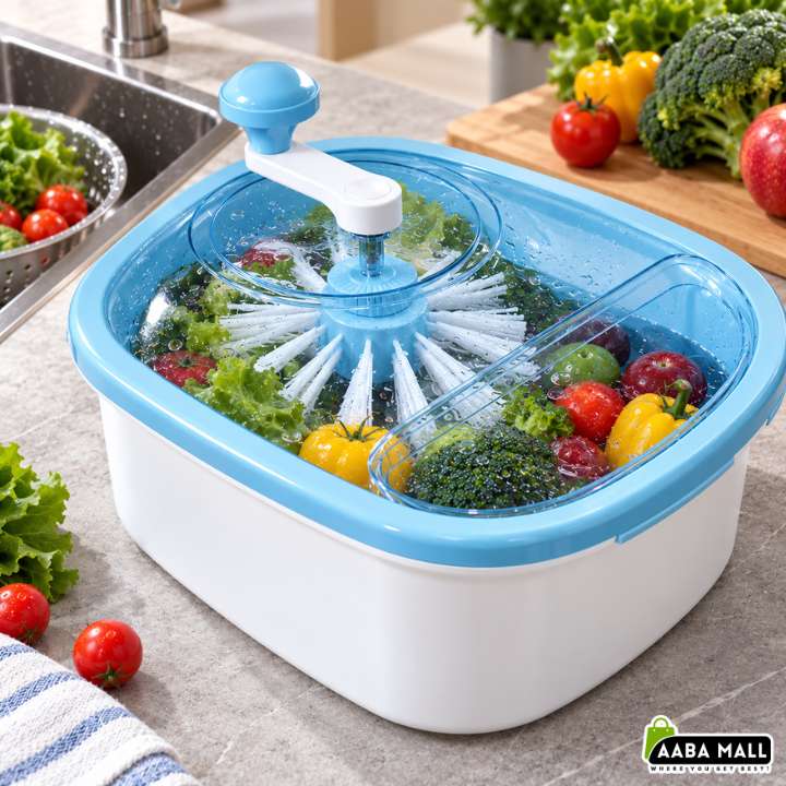 Fruit Vegetable Cleaner Spin Scrubber Brush | Portable Food Washer with Self‑Draining System | Kitchen Hygiene Tool